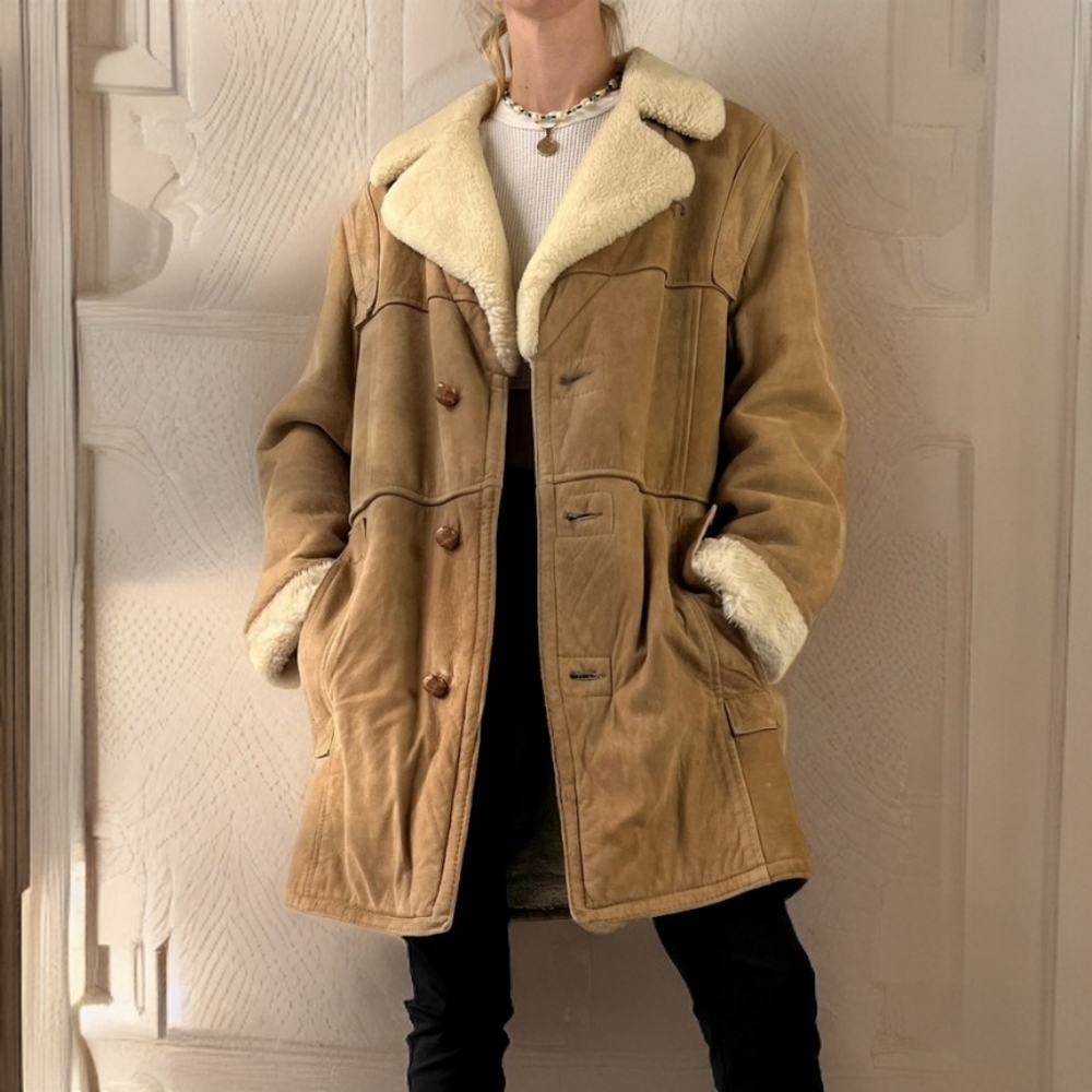 Vintage Oversized London Fog Lambskin  Shearling Coat